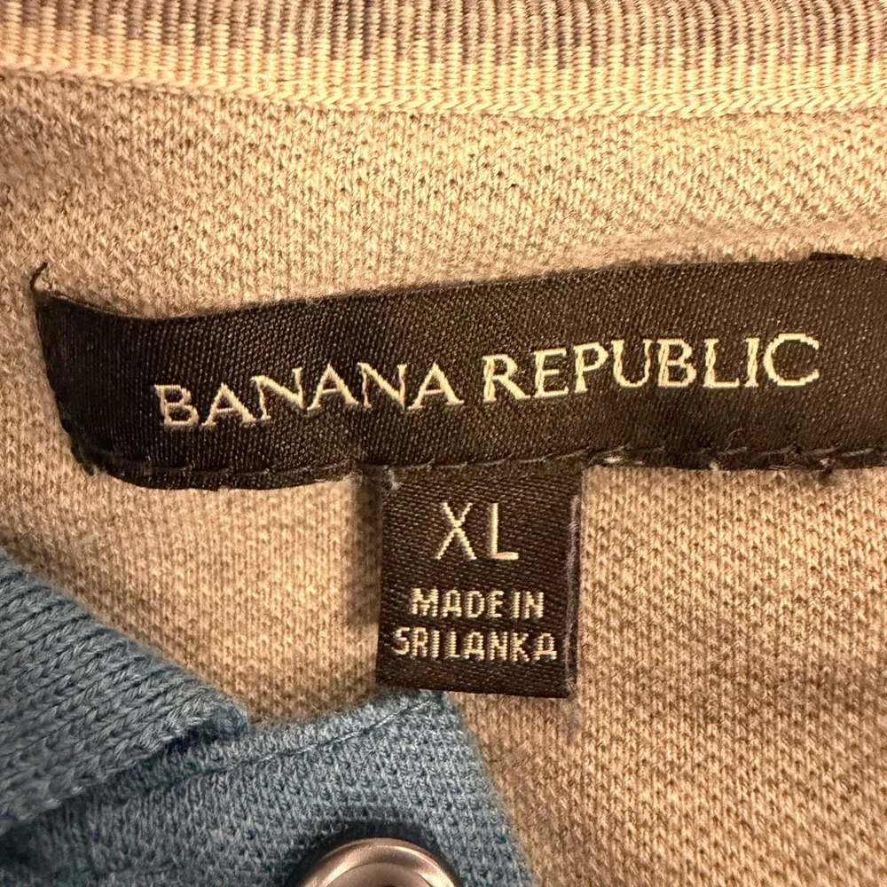 Banana Republic Mens XL Blue Heathered Short Sleeve Elephant Logo Polo Shirt